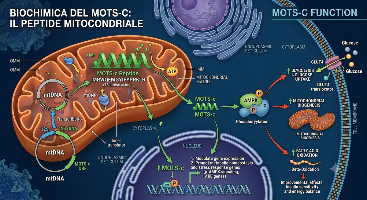 MOTS-c: Il Peptide Mitocondriale che Ottimizza il Metabolismo Energetico e modera l'Invecchiamento