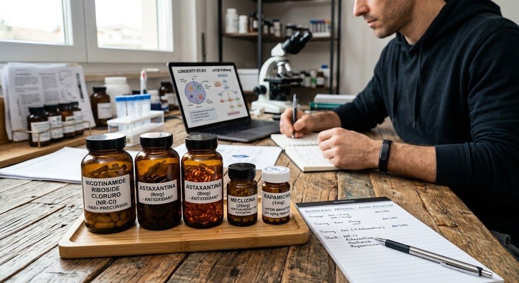 NR-Cl + Astaxantina + Meclizina + Rapamicina: un'analisi pragmatica sulla co-assunzione in Italia